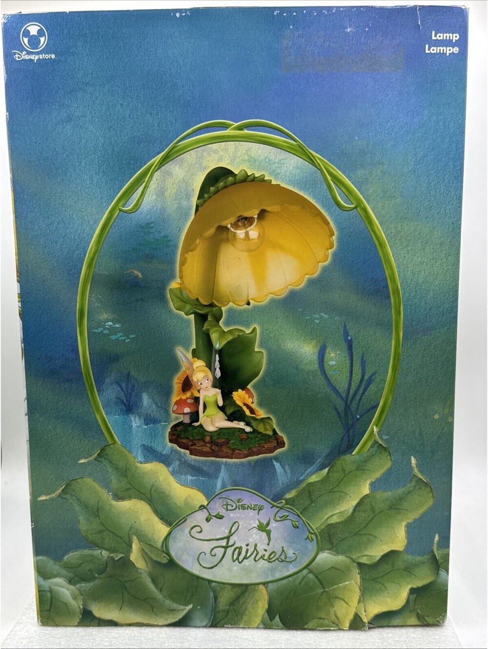 2007 Disney Store Tinker Bell Fairies Sunflower Lamp Sculpted Figure 14”X 7” New
